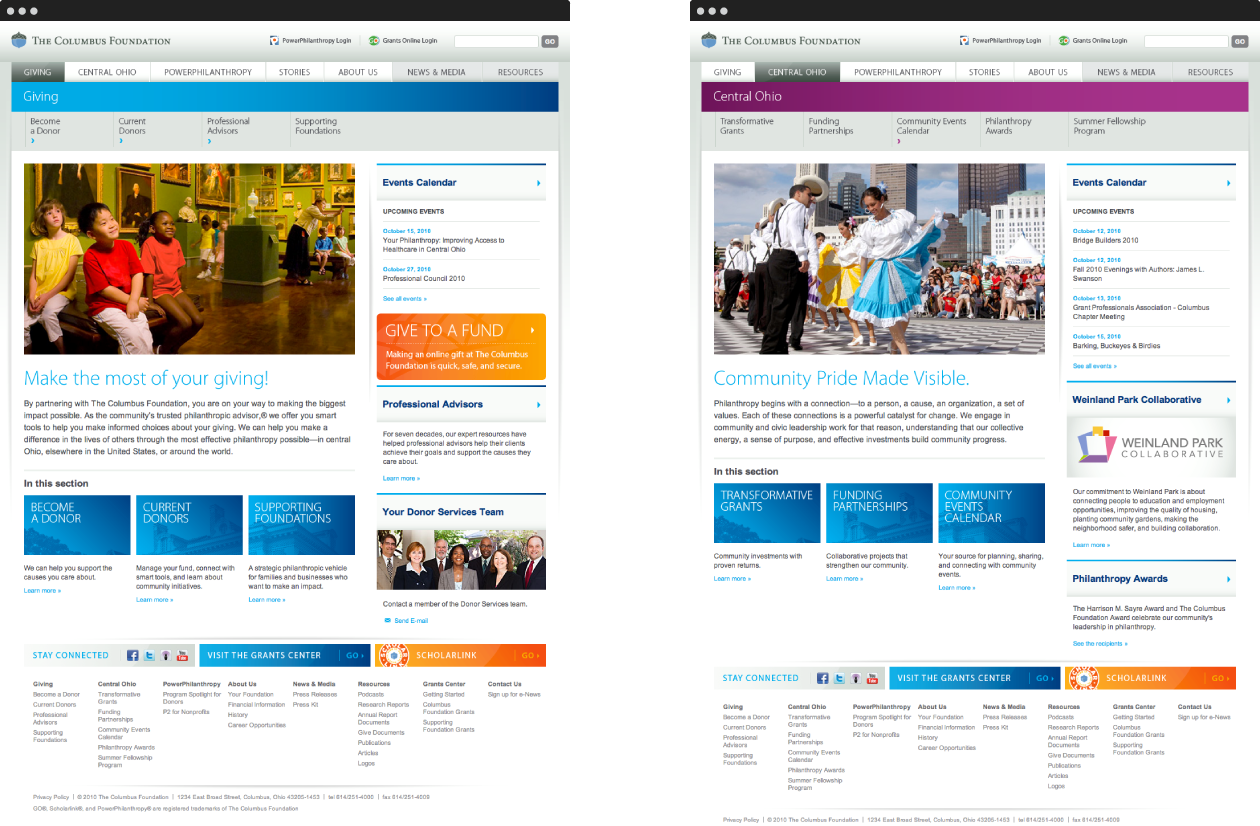 Giving and Central Ohio pages
