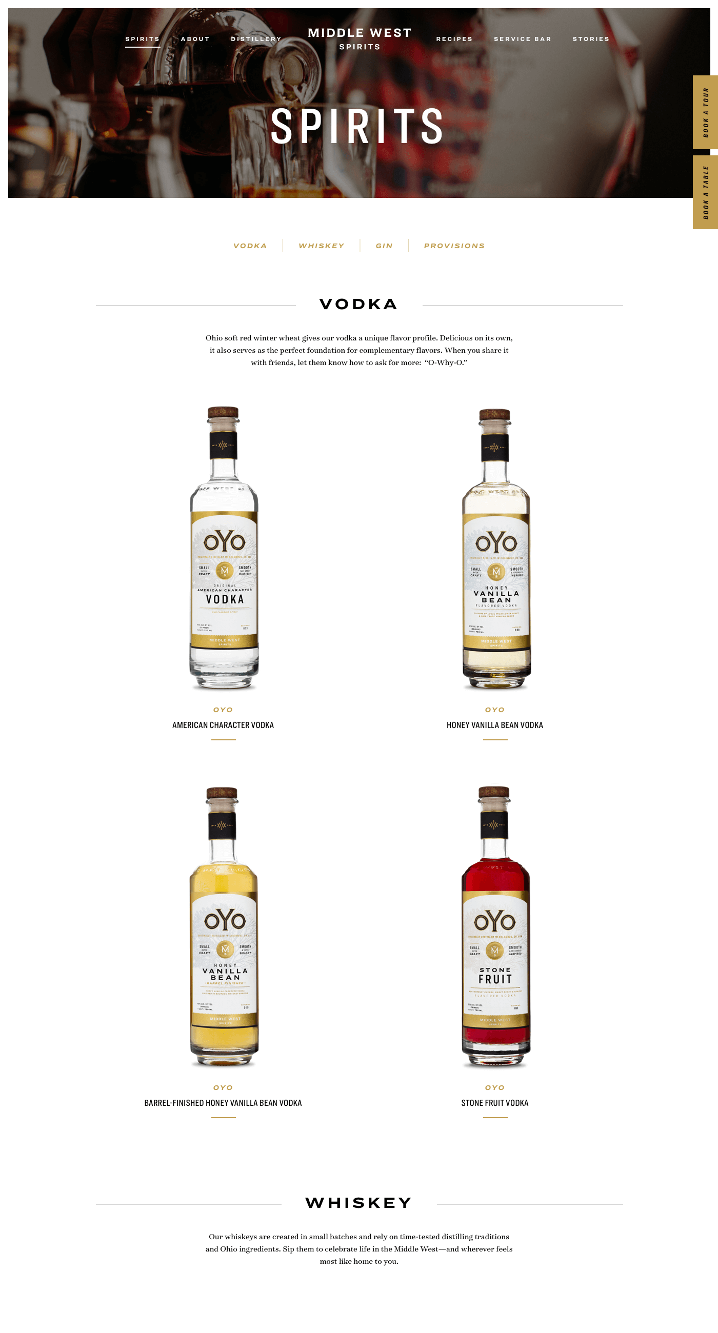Middle West Spirits spirits page