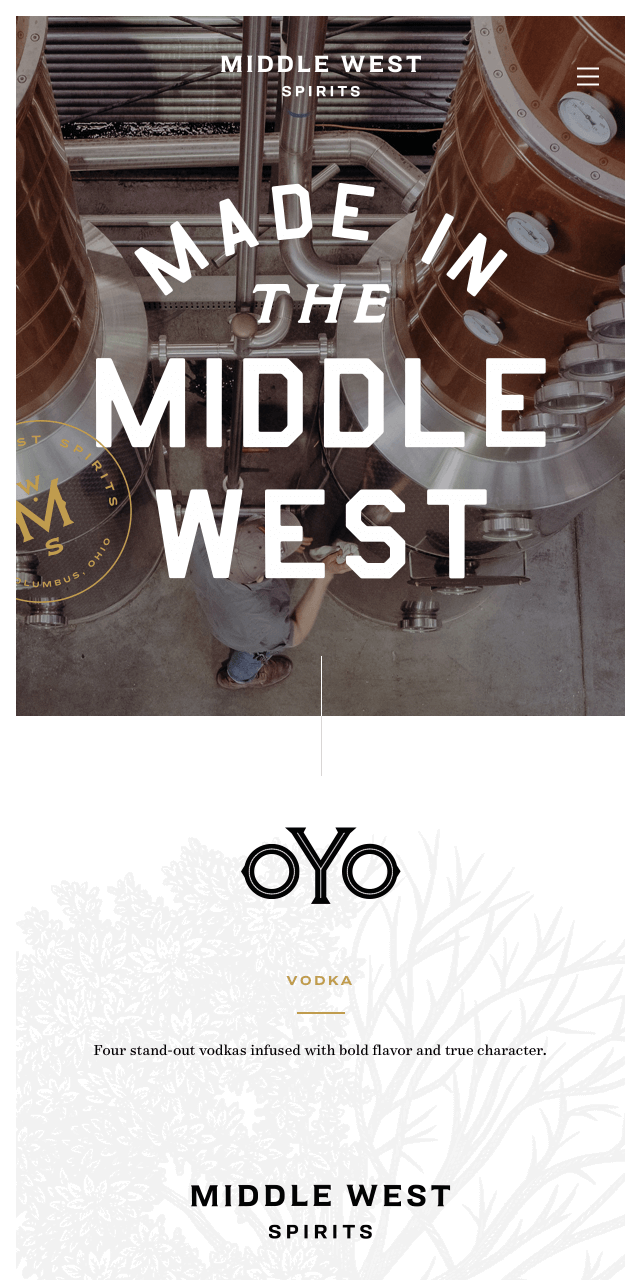 Middle West Spirits mobile home page
